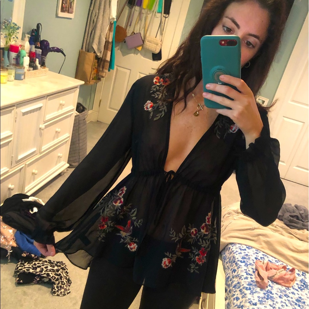 Black Mesh Blouse